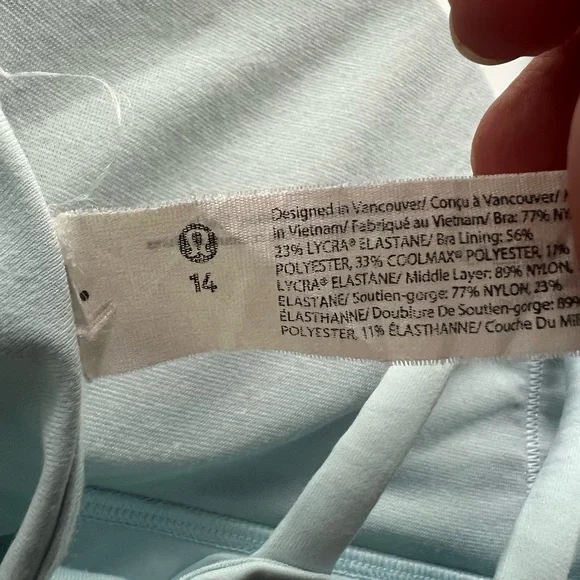 Lululemon Energy Bra Long Line Blue Glow Size 14 - Picture 3 of 4